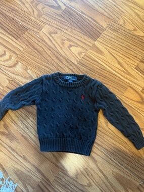 Polo by Ralph Lauren Navy Cable Knit Sweater with Red Pony